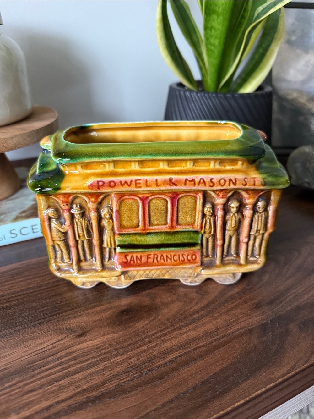 Vintage San Francisco Cable Car Planter - Powell & Mason Street MCM EFCCO